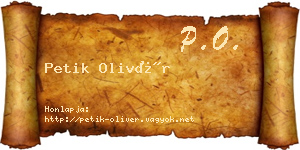 Petik Olivér névjegykártya